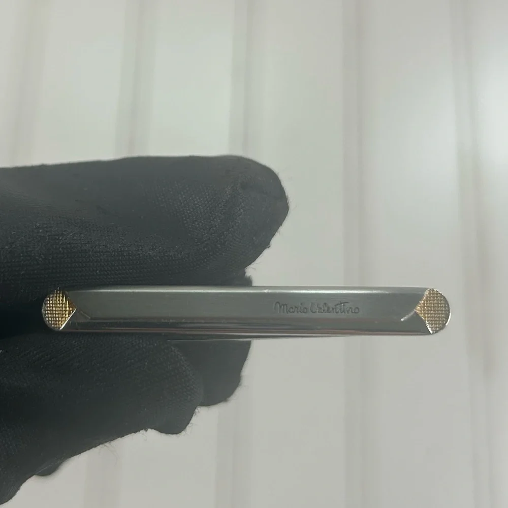 Mario Valentino Vintage Style Tie Clip Silver Gold Dress Accessory